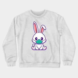Cute Rabbit Wearing Mask Crewneck Sweatshirt